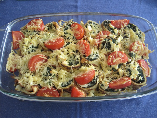 Pannenkoeken met spinazie en feta